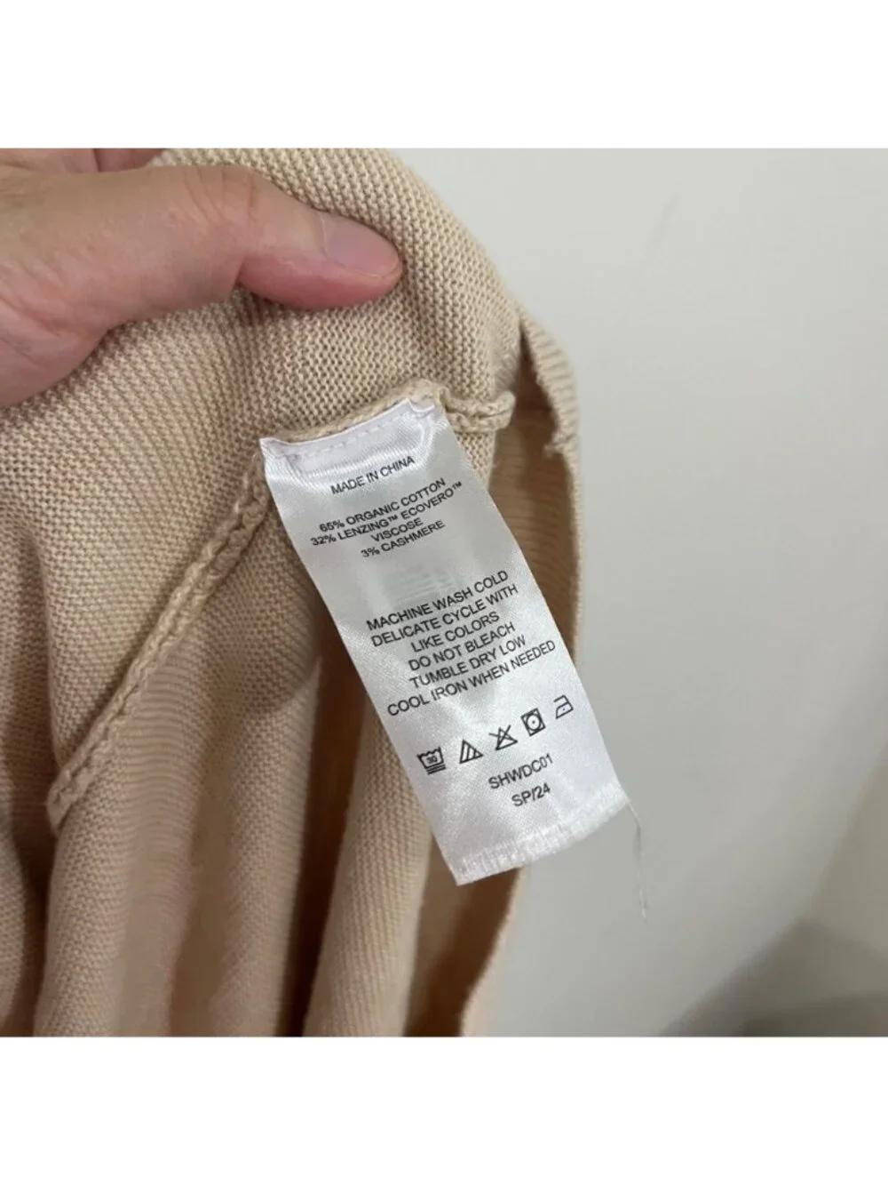 Quince Lightweight Cotton Cashmere Link-Stitch Dolman Sweater L Heather Oatmeal